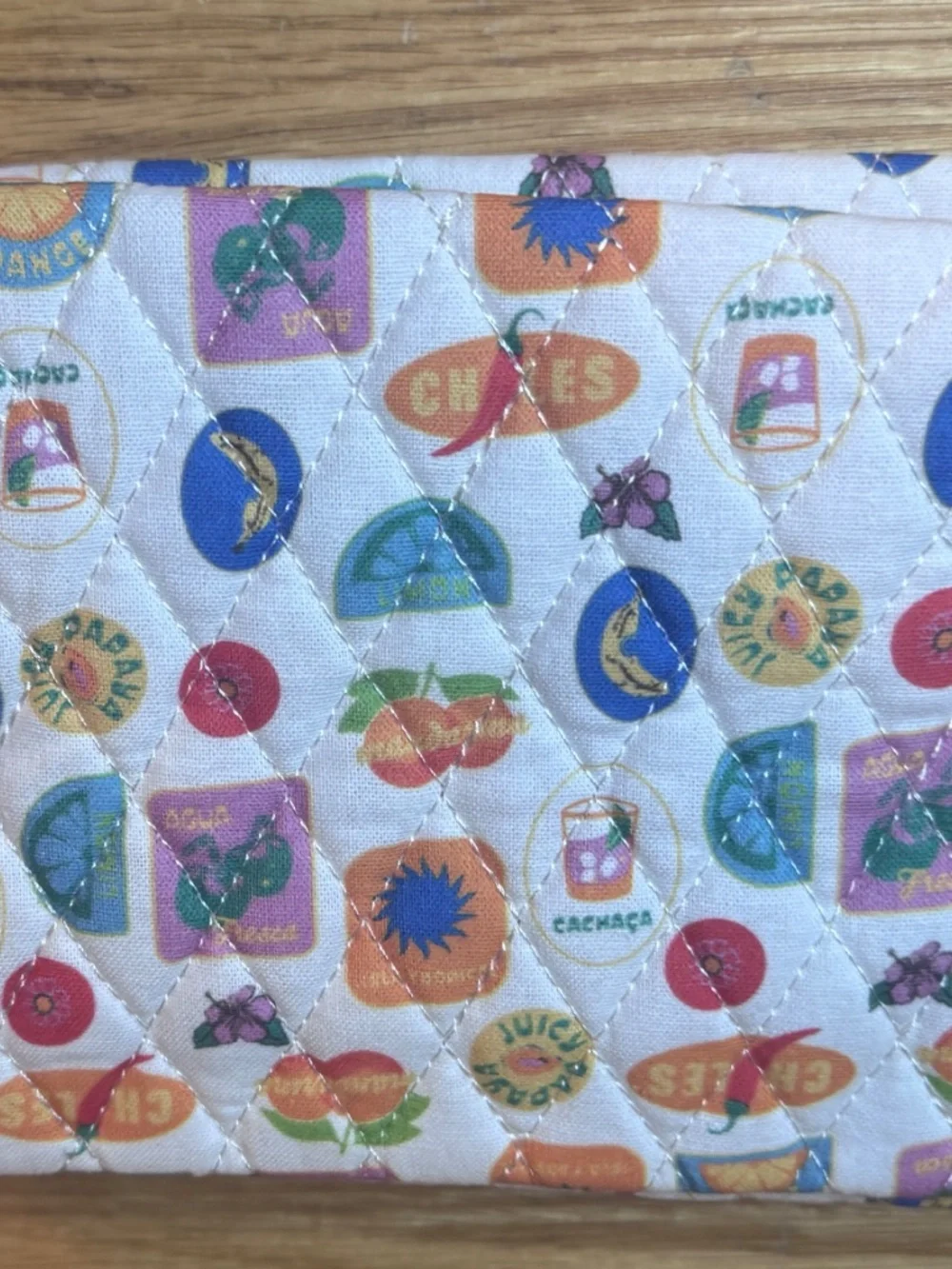 Dippin' Daisy Quilted Makeup Pouch Retro Food Print 7 X 5 X 3 In Zipper